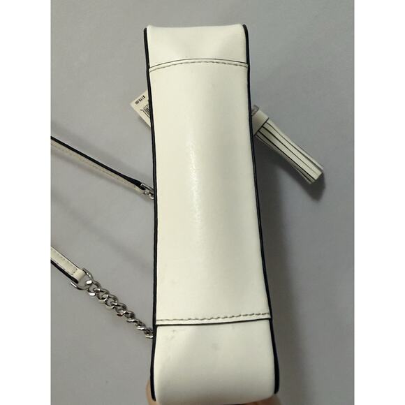 Michael Kors Jet Set MD Camera Crossbody Bag Bright White Logo Leather Chain - Picture 8 of 14